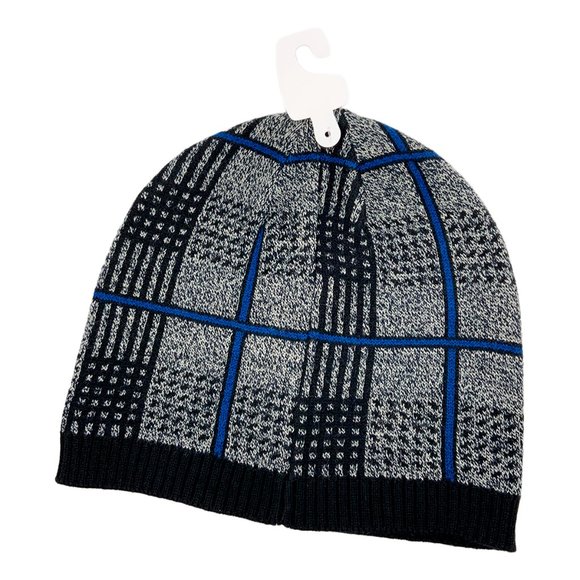 NWT MICHAEL KORS AUTHENTIC MEN'S ONE SIZE BLACK GRAY KNIT BEANIE HAT - Picture 2 of 2